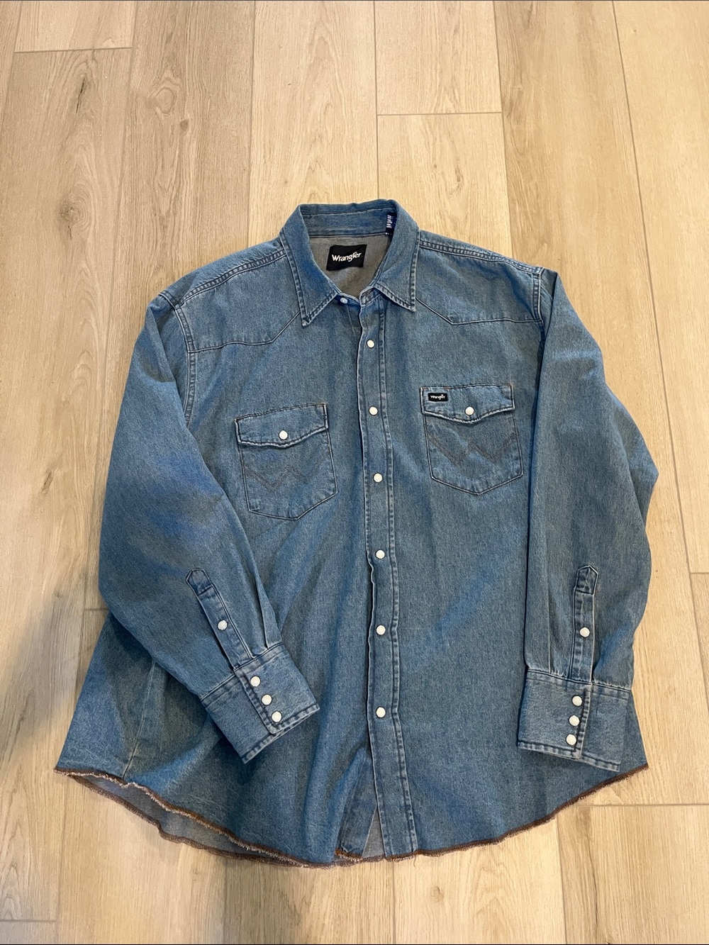 Wrangler Denim Button-Down Shirt in Blue XXL